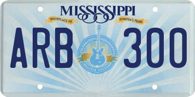 MS license plate ARB300
