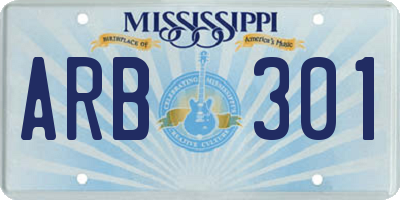 MS license plate ARB301