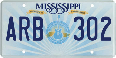 MS license plate ARB302