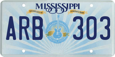 MS license plate ARB303