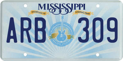 MS license plate ARB309