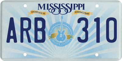 MS license plate ARB310