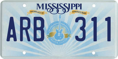MS license plate ARB311