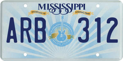 MS license plate ARB312