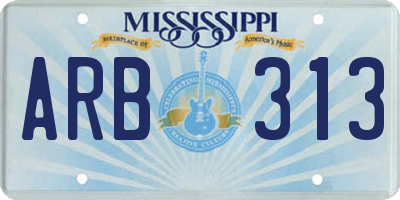 MS license plate ARB313