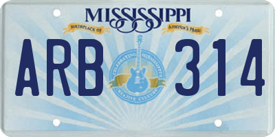 MS license plate ARB314