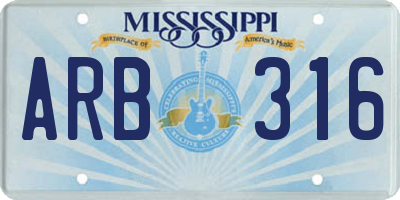 MS license plate ARB316