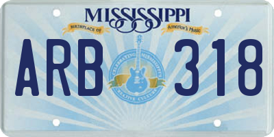 MS license plate ARB318