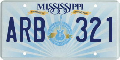 MS license plate ARB321