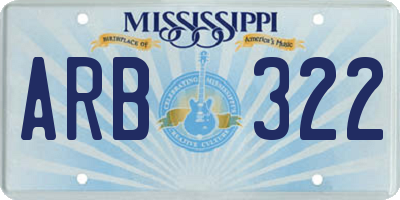 MS license plate ARB322