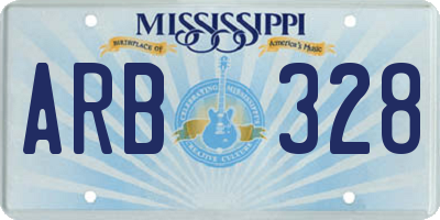 MS license plate ARB328