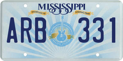 MS license plate ARB331
