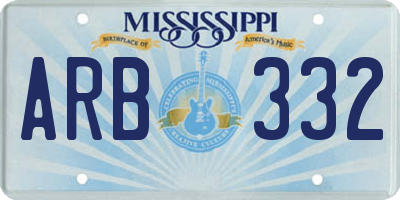 MS license plate ARB332
