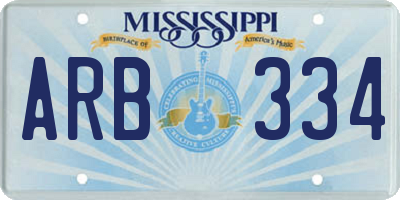 MS license plate ARB334