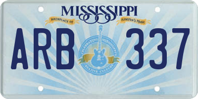 MS license plate ARB337