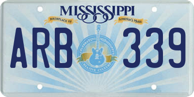 MS license plate ARB339