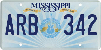 MS license plate ARB342