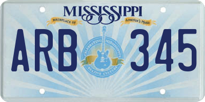 MS license plate ARB345