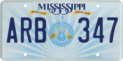 MS license plate ARB347