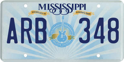 MS license plate ARB348