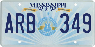 MS license plate ARB349