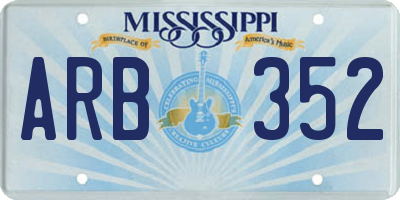 MS license plate ARB352