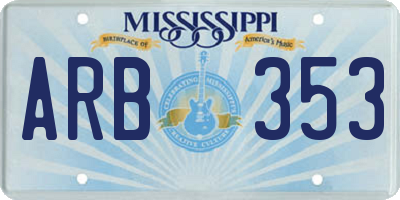 MS license plate ARB353