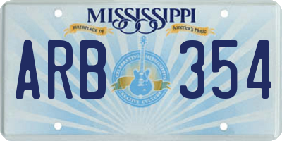 MS license plate ARB354