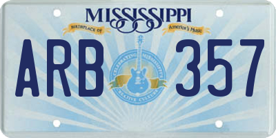 MS license plate ARB357