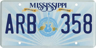 MS license plate ARB358