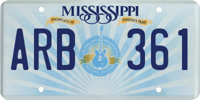 MS license plate ARB361