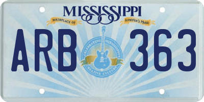 MS license plate ARB363