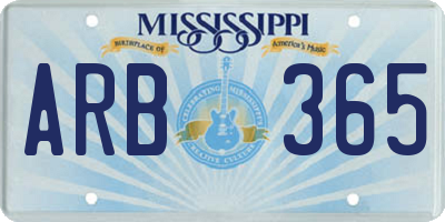MS license plate ARB365