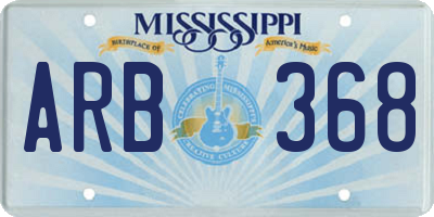 MS license plate ARB368