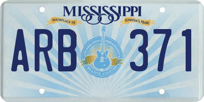 MS license plate ARB371