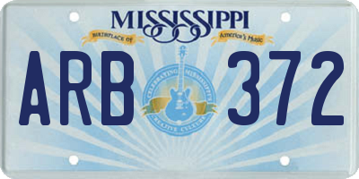 MS license plate ARB372