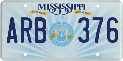 MS license plate ARB376