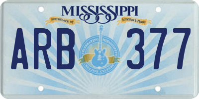 MS license plate ARB377