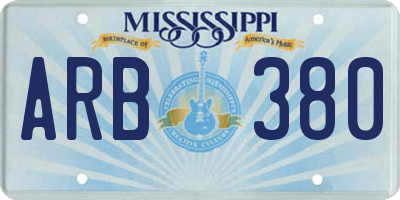 MS license plate ARB380