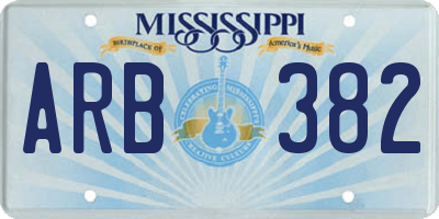 MS license plate ARB382
