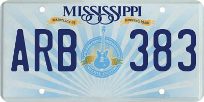 MS license plate ARB383