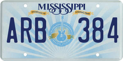 MS license plate ARB384