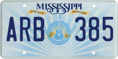 MS license plate ARB385