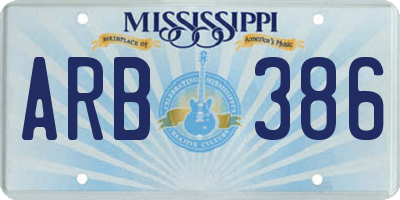 MS license plate ARB386