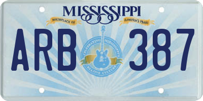 MS license plate ARB387