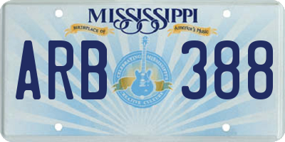 MS license plate ARB388