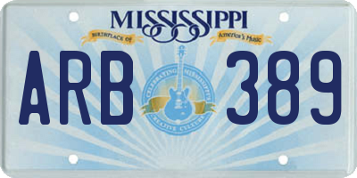 MS license plate ARB389