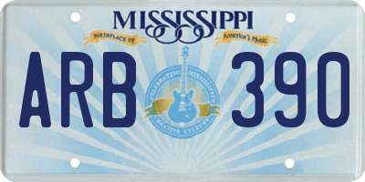 MS license plate ARB390