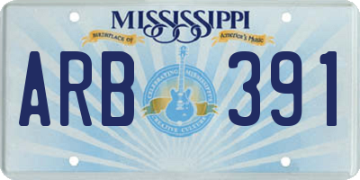 MS license plate ARB391