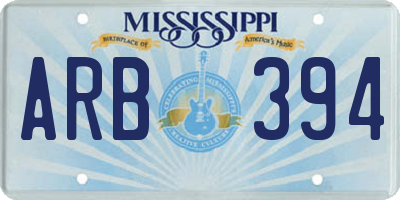 MS license plate ARB394
